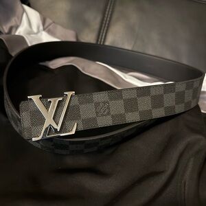 Men's Black Checkered Designer Belt Louis Vuitton